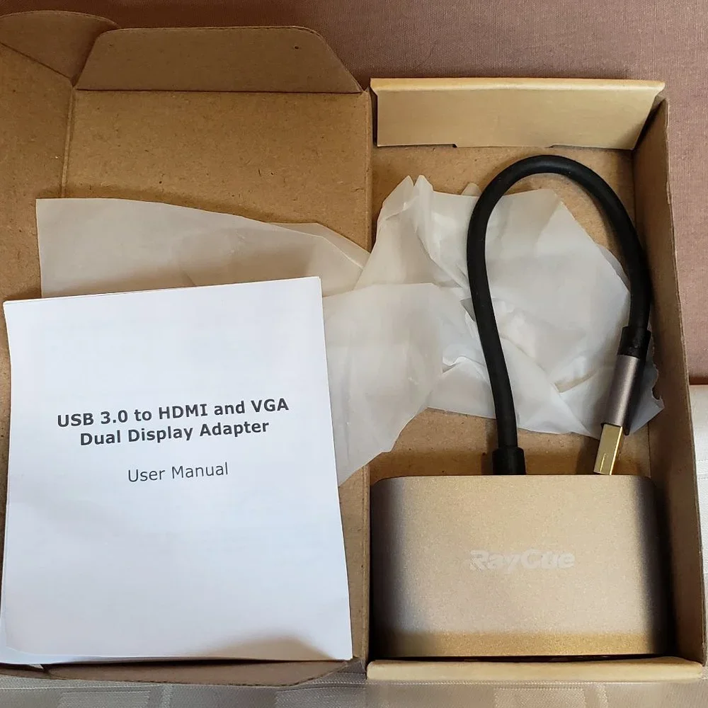USB 3.0 to HDMI and VGA Dual Display Adapter, RAY CUE